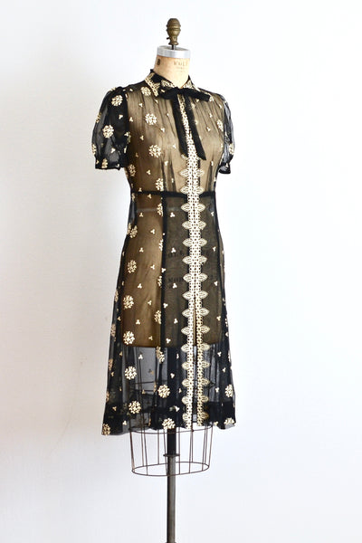 40s Sheer Soutache Dress - Pickled Vintage