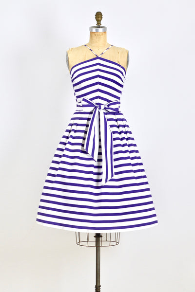 60s Nautical Halter Dress - Pickled Vintage