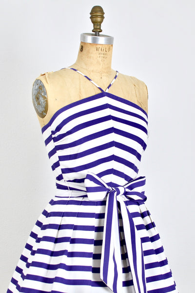 60s Nautical Halter Dress - Pickled Vintage