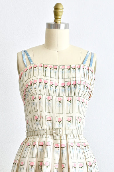 50s Rose Print Dress - Pickled Vintage