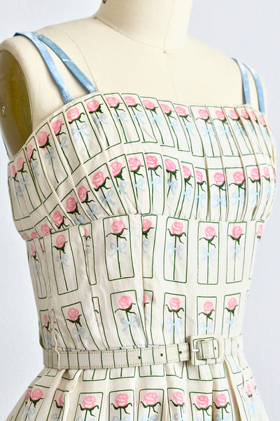 50s Rose Print Dress - Pickled Vintage