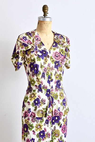 40s Rayon Jersey Dress - Pickled Vintage