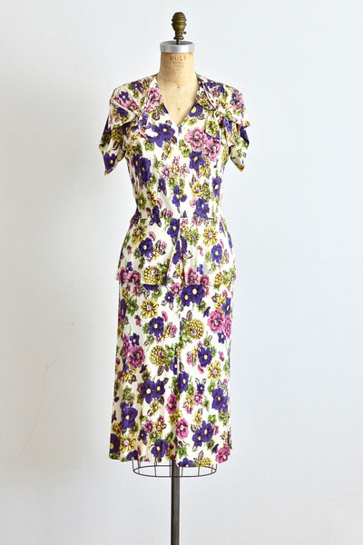 40s Rayon Jersey Dress - Pickled Vintage