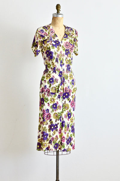 40s Rayon Jersey Dress - Pickled Vintage