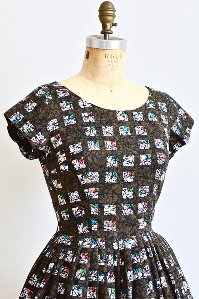 1950s Tile Print Dress - Pickled Vintage