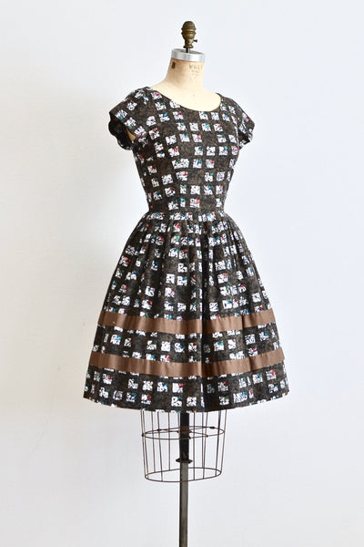 1950s Tile Print Dress - Pickled Vintage