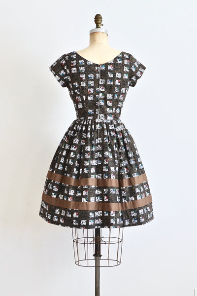 1950s Tile Print Dress - Pickled Vintage