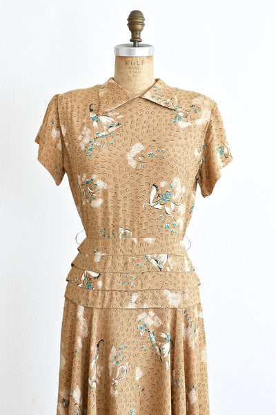 40s Heart Print Dress - Pickled Vintage