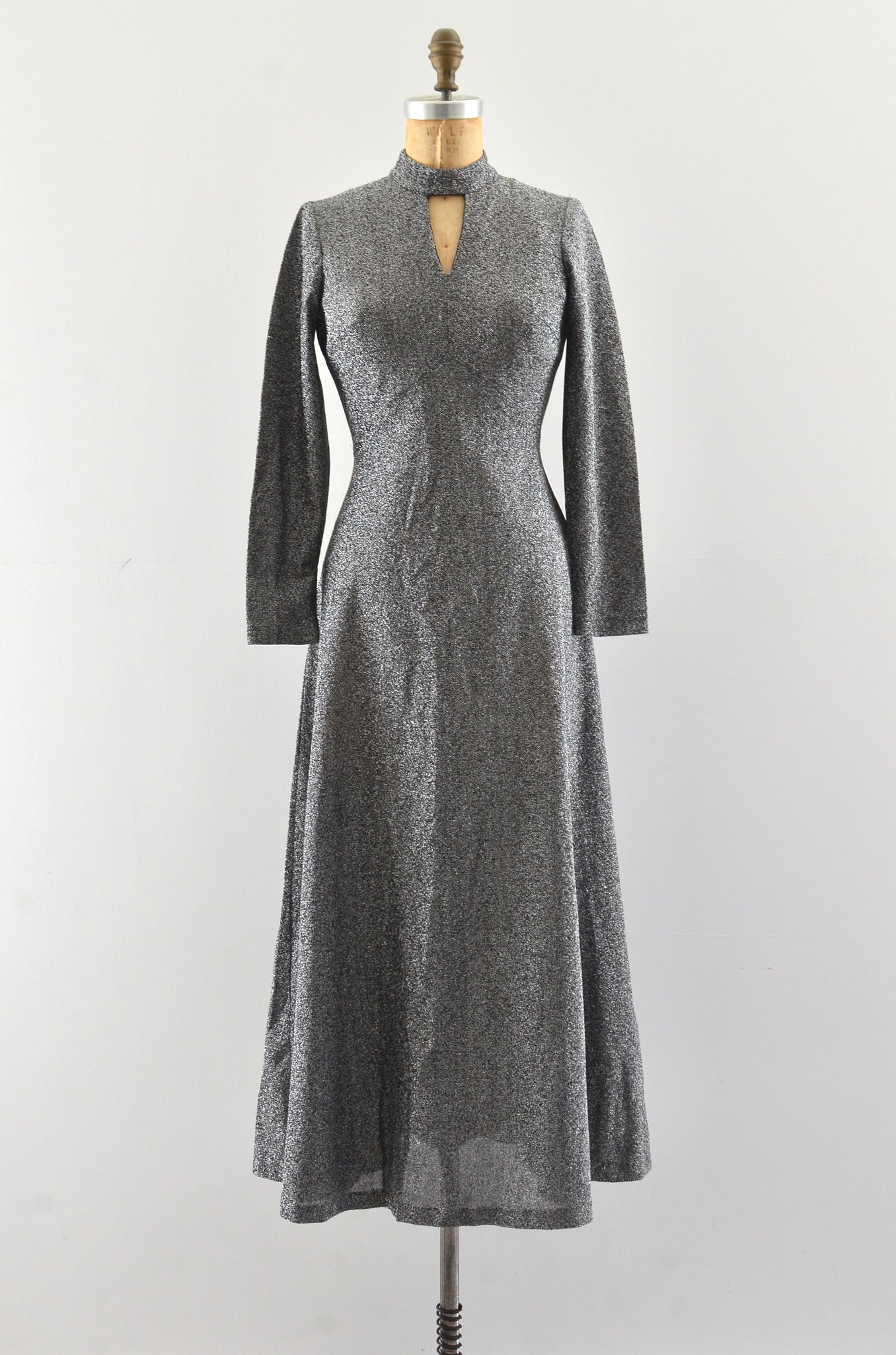Vintage 1970's Silver Lurex Dress / XS S