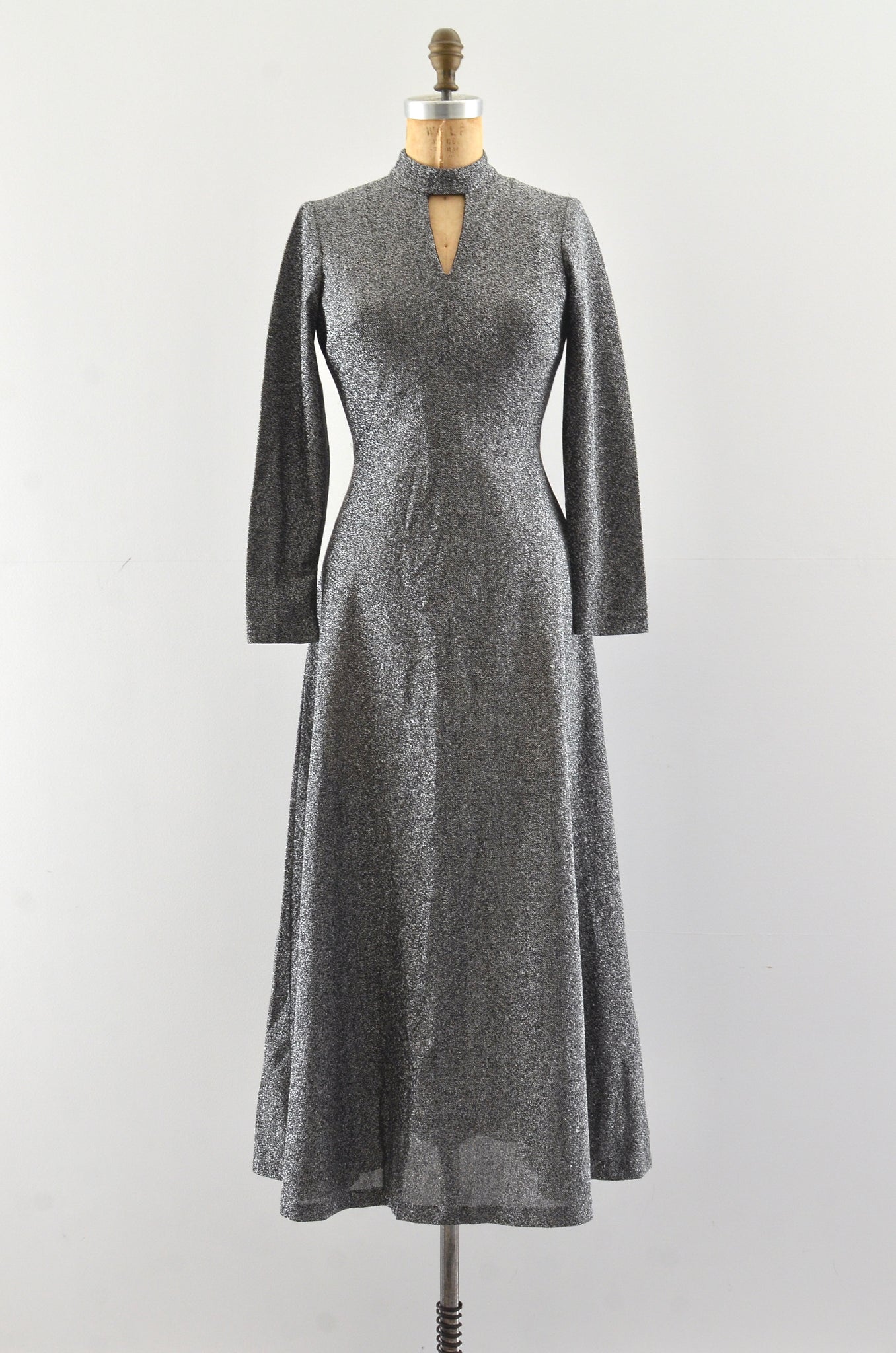 Vintage 1970's Silver Lurex Dress / XS S