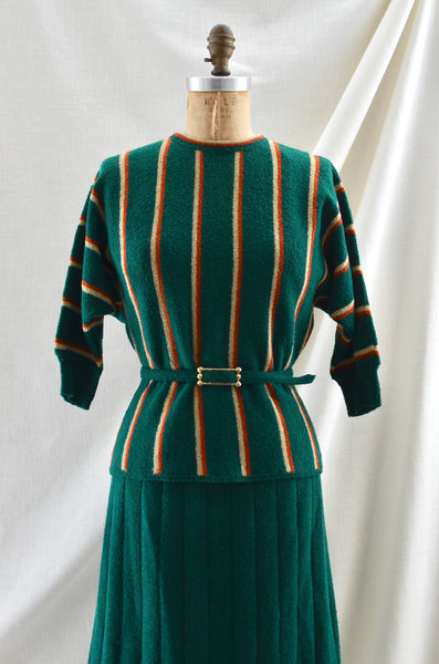 Vintage 1940's Forest Green Knit Set
