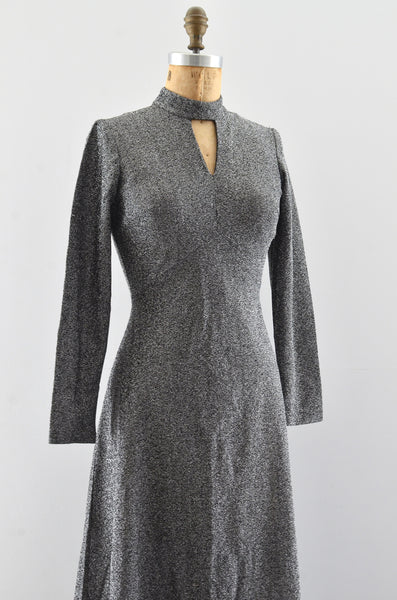 Vintage 1970's Silver Lurex Dress / XS S