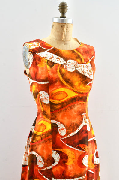Vintage 60's Surfside Orange Watteau Dress