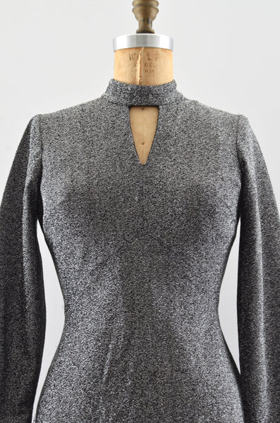 Vintage 1970's Silver Lurex Dress / XS S