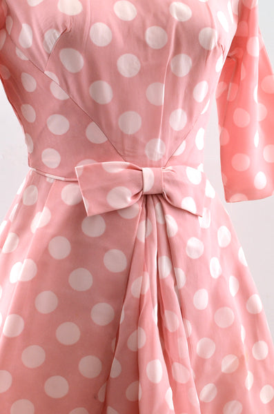 Vintage 50's Pink Polka Dot Dress