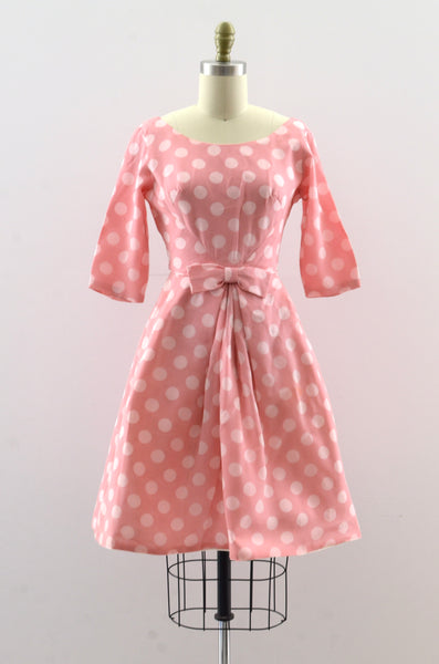 Vintage 50's Pink Polka Dot Dress