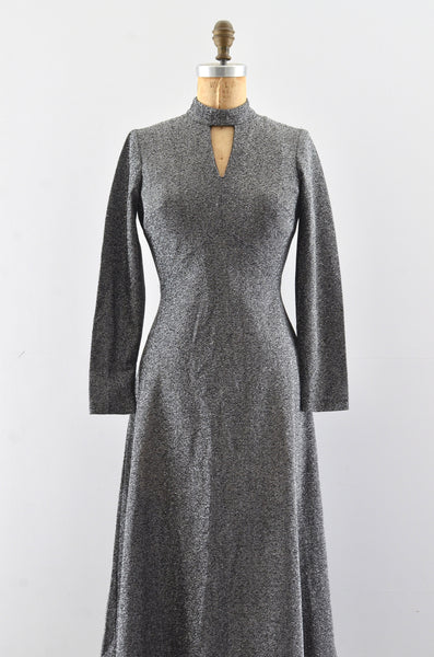 Vintage 1970's Silver Lurex Dress / XS S
