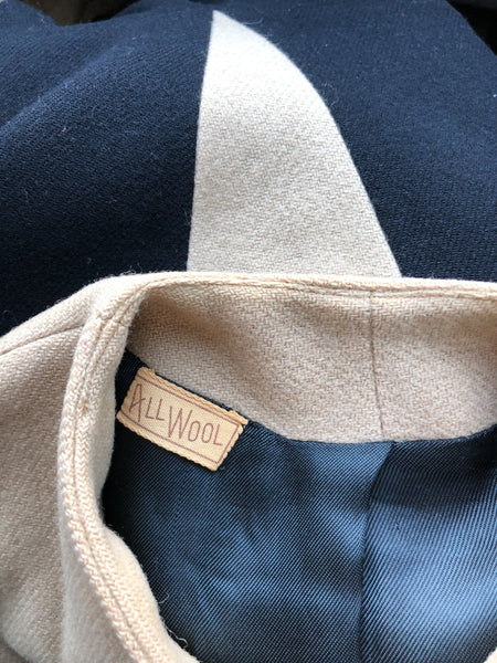 Vintage 1940s "V" Victory Wool Open Front Peplum Jacket - Pickled Vintage