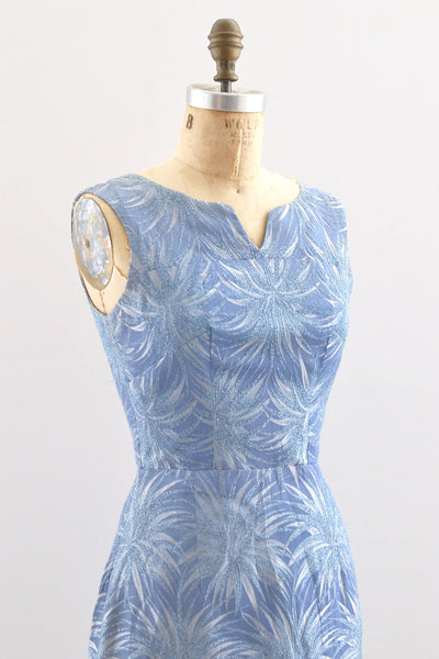 1950s Blue Metallic Dress