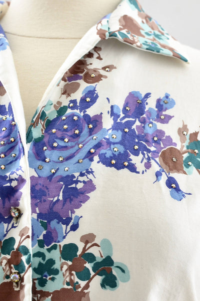 Rhinestone Floral Top