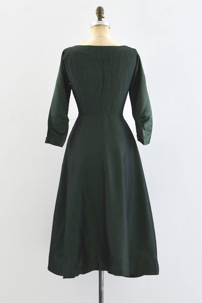 50's Green Sharkskin Party Dress