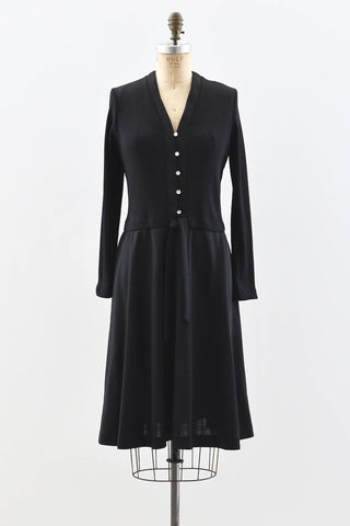 Black Ribbed Dress - Pickled Vintage