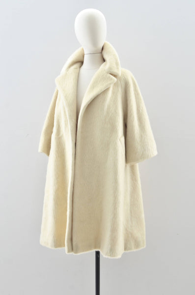 1950's Cream Mohair Lilli Ann Coat / M