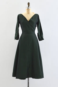 50's Green Sharkskin Party Dress