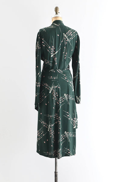 1940s Green Novelty Print Dress - Pickled Vintage