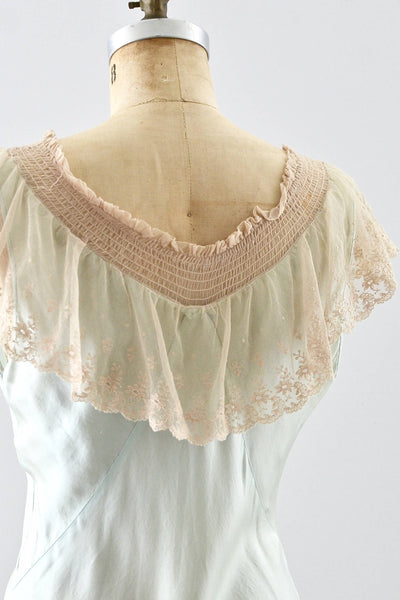1930s Pistachio Silk Nightgown - Pickled Vintage